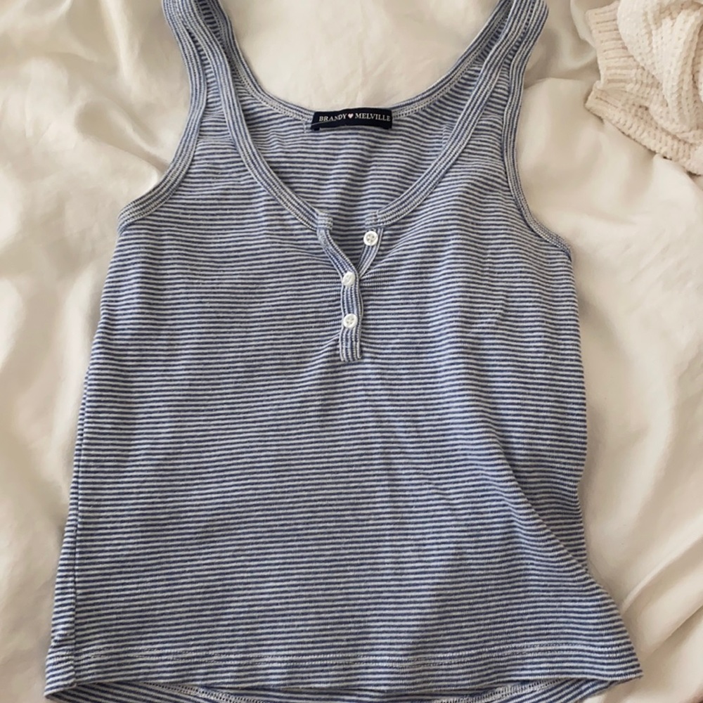 Brandy Melville blue and white striped top